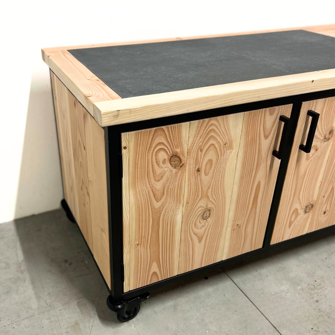 Buitenkeuken Douglas en staal met opbergkast en Keramische tegel - Lengte 205 cm - Afbeelding 1